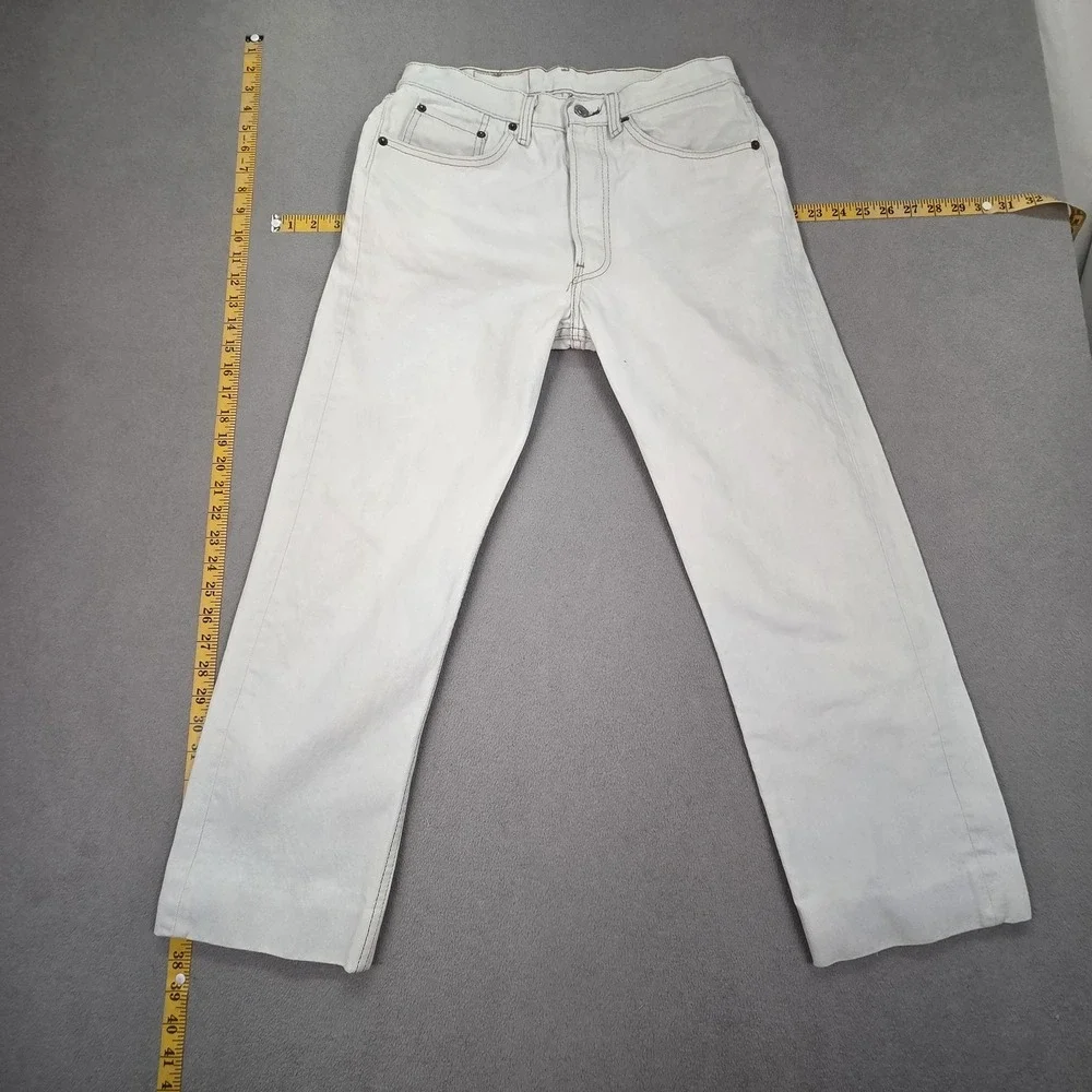 Vintage Levis Jeans Mens White Straight Button Fly USA Stains Altered Fits 27x25